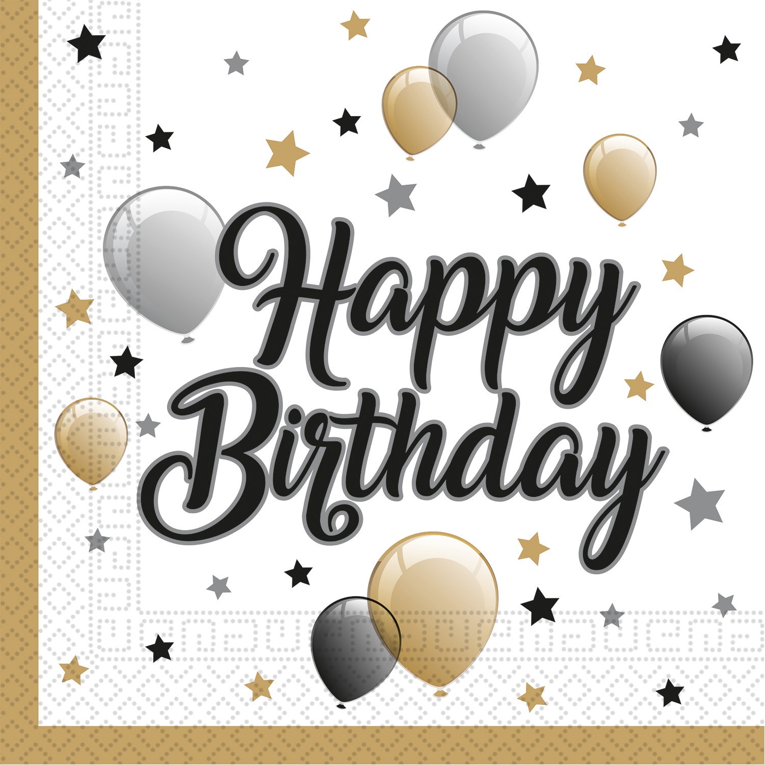 Парти Балони златно и черно - салфетки 33х33см