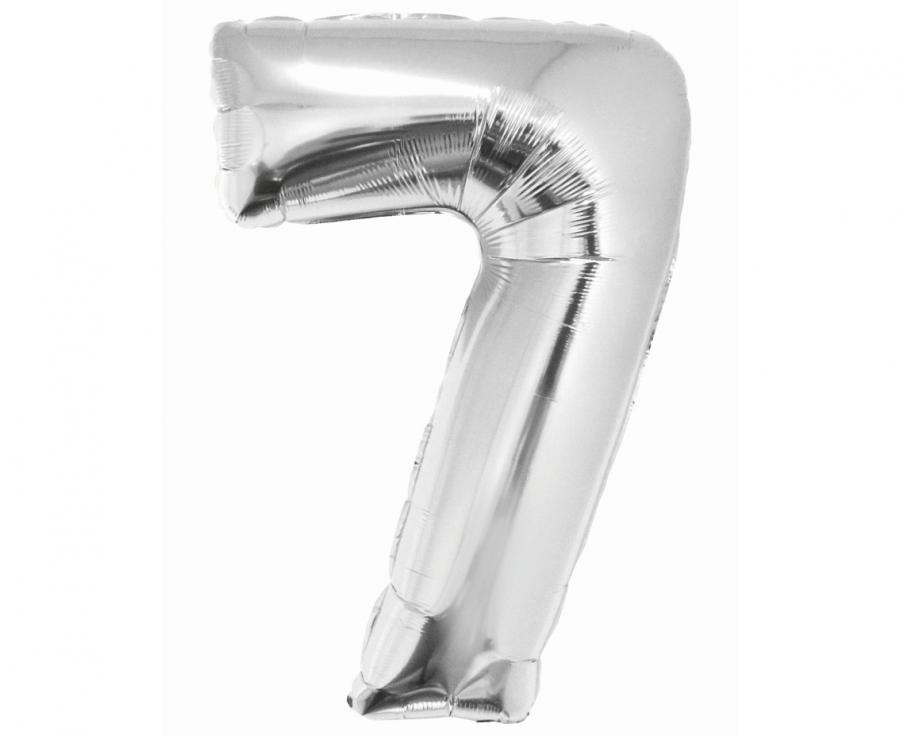 Фолиев балон - цифра 7 - сребро - 76см