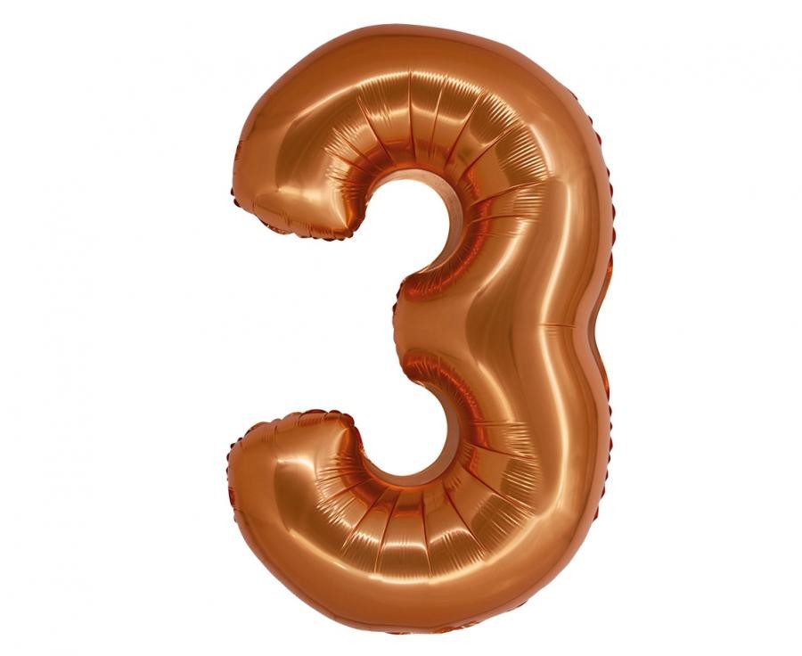 Фолиев балон - цифра 3 - мед - 76см