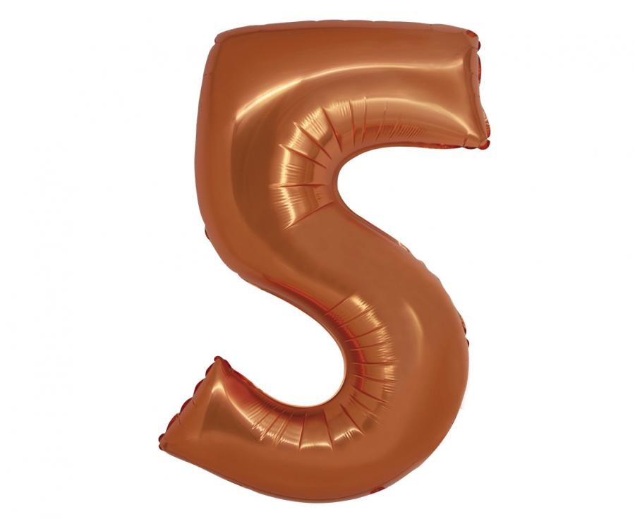 Фолиев балон - цифра 5 - мед - 76см