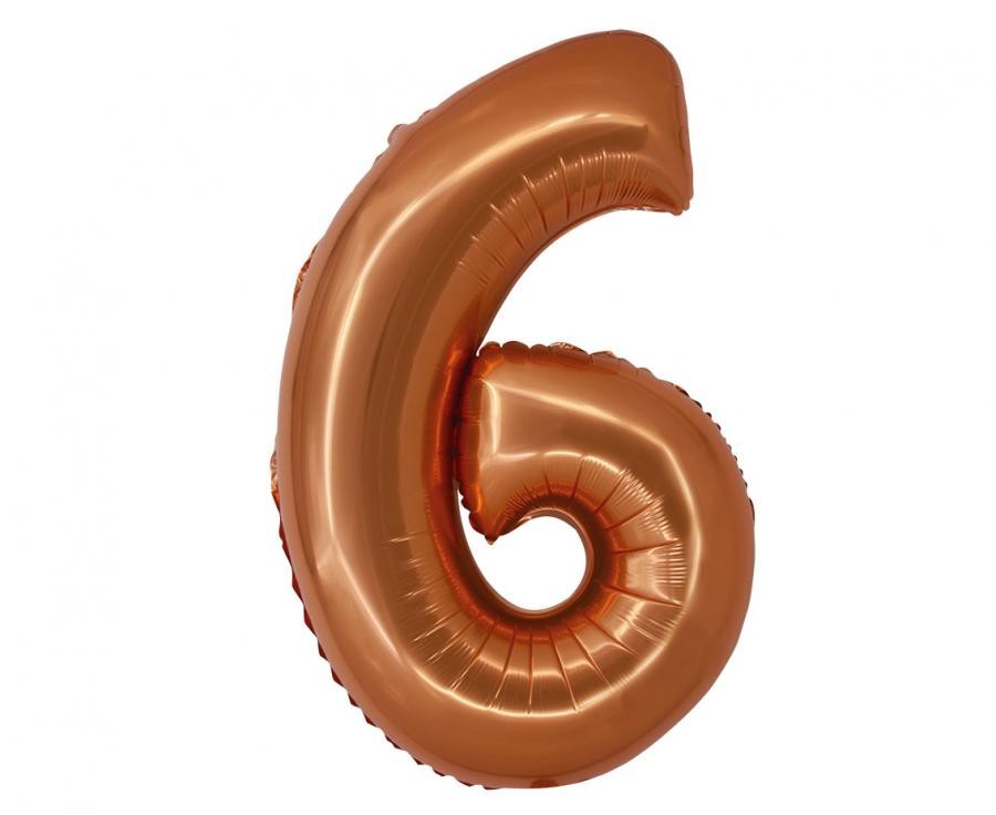 Фолиев балон - цифра 6 - мед - 76см