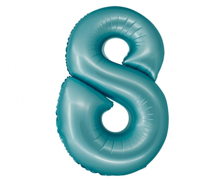 Фолиев балон - цифра 8 - светло син - 76см