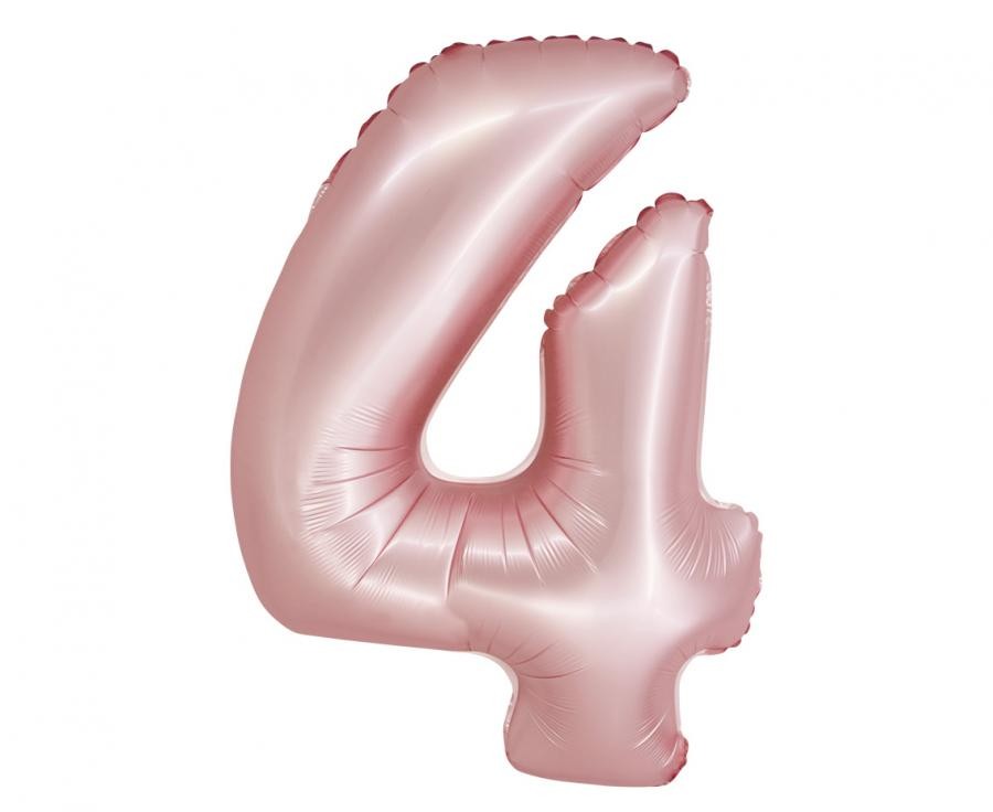 Фолиев балон - цифра 4 - розово злато - 76см