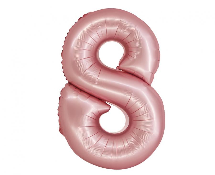Фолиев балон - цифра 8 - розово злато - 76см