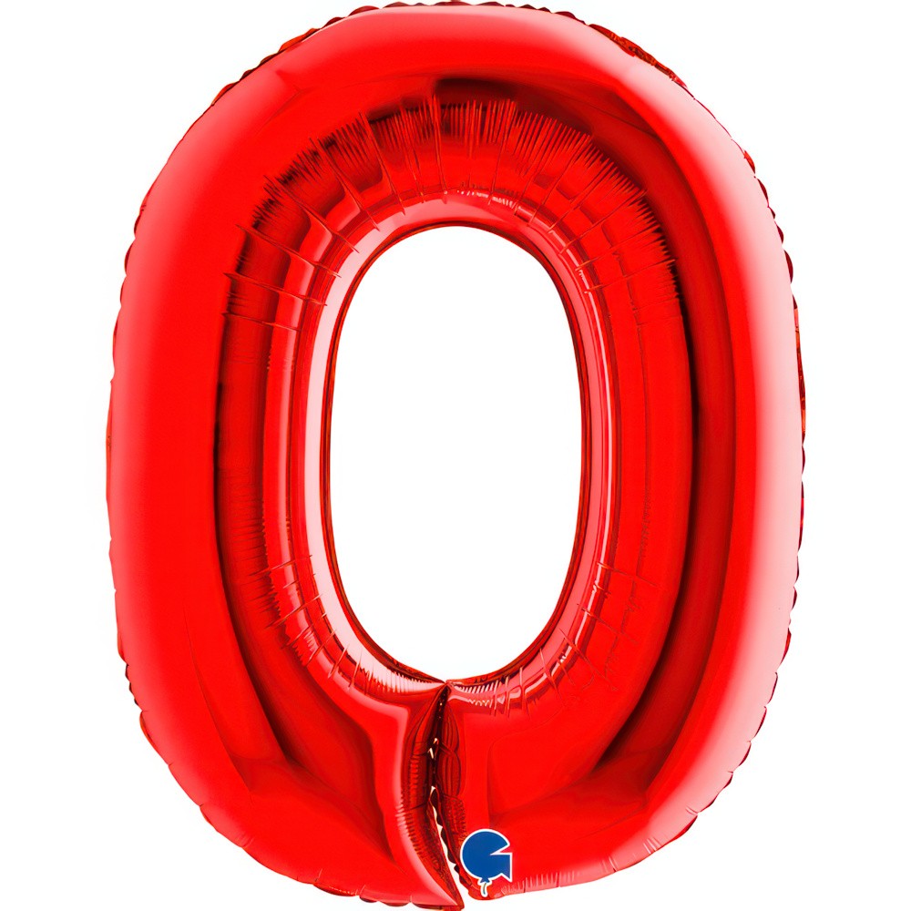 Фолиев балон - цифра  0 - червен - 101 см