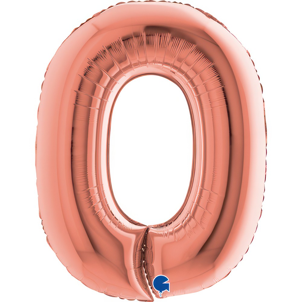 Фолиев балон - цифра 0 - розово злато - 101 см