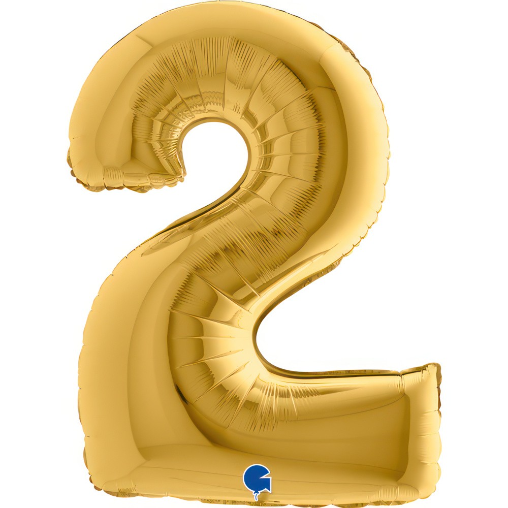 Фолиев балон - цифра 2 - злато - 101 см