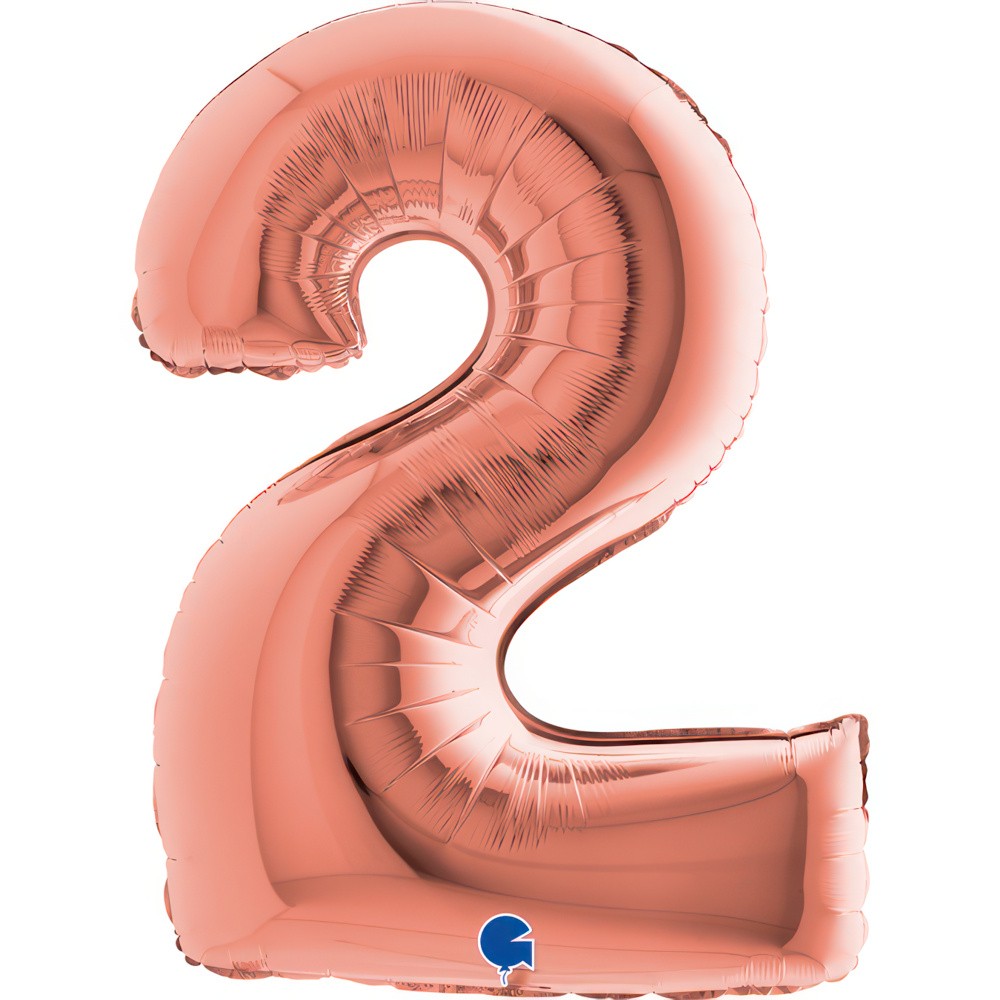 Фолиев балон - цифра 2 - розово злато - 101 см