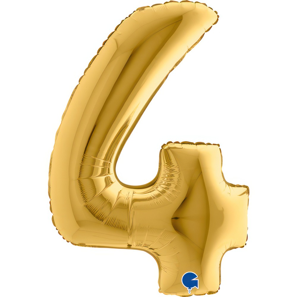 Фолиев балон - цифра 4 - злато - 101 см