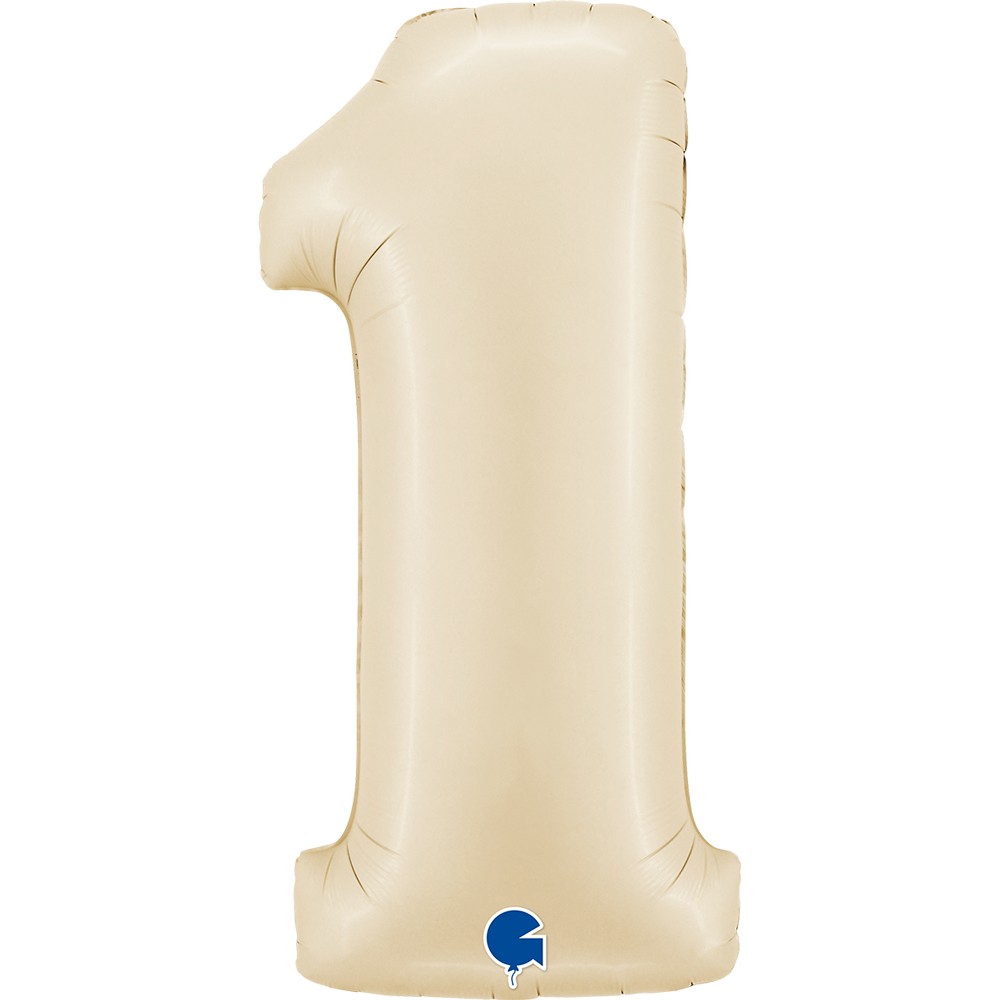 Фолиев балон - цифра  1 - крем - 101 см