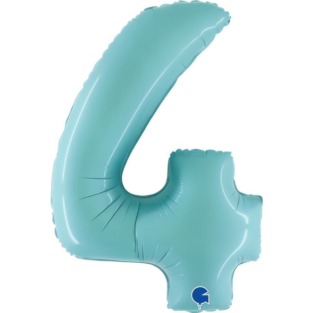 Фолиев балон - цифра  4 - светло син - 101 см