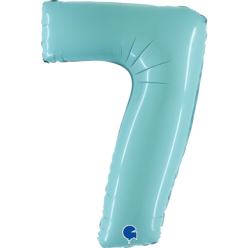 Фолиев балон - цифра  7 - светло син - 101 см